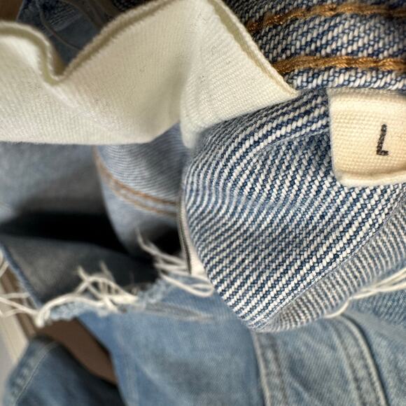 Lovers and Friends James Sarratoga Denim Jacket Relax Raw Hem Boho Blue L - Picture 13 of 16